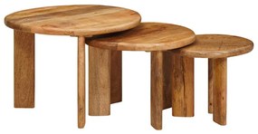 vidaXL Τραπεζάκια Καφέ Στερεών 3 pcs Καφέ Στερεό ξύλο μάνγκο