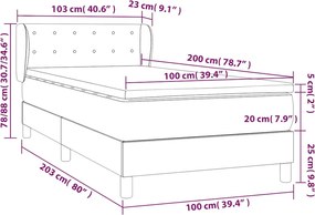vidaXL Κρεβάτι Boxspring με Στρώμα Μαύρο 100x200 εκ. Βελούδινο