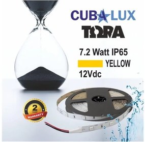 Ταινία LED 7,2W IP65 12V σε 4 χρώματα 5M TORA Cubalux-500040-Κίτρινο 500040