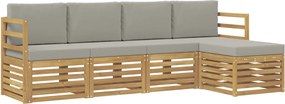 vidaXL Σειρά Καναπέ Εξωτερικού 5 pcs Λευκό και Ανοιχτό Γκρι
