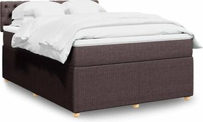 vidaXL Κρεβάτι Boxspring με Στρώμα Σκούρο Καφέ 140x200 εκ Υφασμάτινο