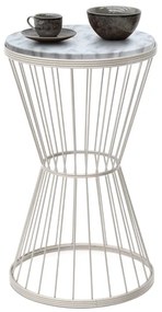 Τραπεζάκι βοηθητικό Hoffman Megapap μεταλλικό - Mdf χρώμα λευκό - λευκό εφέ μαρμάρου 35x35x58εκ.