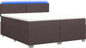 vidaXL Κρεβάτι Box Spring με Στρώμα και LED Σκούρο Καφέ 200 x 200 cm