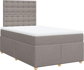 vidaXL Κρεβάτι Boxspring με Στρώμα Taupe 120x190 εκ. Υφασμάτινο