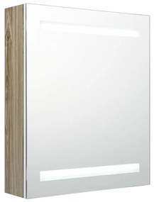 vidaXL Καθρέφτης Μπάνιου με Ντουλάπι & LED Λευκό και Δρυς 50x14x60 εκ.