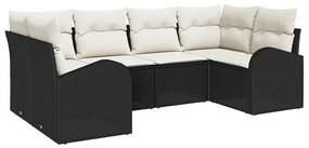 vidaXL Σετ Καναπέ Κήπου με μαξιλάρι 6 pcs Μαύρο Πολυ ράταν