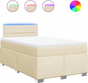 vidaXL Κρεβάτι Boxspring με Στρώμα Κρεμ 120x200 εκ. Υφασμάτινο