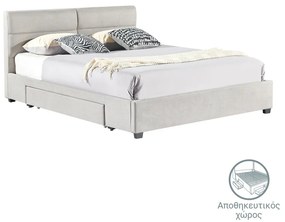Κρεβάτι διπλό Anay με συρτάρι ύφασμα μπεζ 160x200εκ