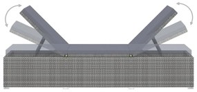 vidaXL Ξαπλώστρα Γκρι από Συνθετικό Ρατάν με Μαξιλάρι