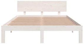 vidaXL Πλαίσιο Κρεβατιού Λευκό 150 x 200 εκ. Μασίφ Ξύλο King Size