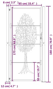 Πύλη Κήπου με Σχέδιο Δέντρου 105 x 180 εκ. από Ατσάλι Corten - Καφέ