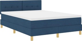 vidaXL LED Κρεβάτι με βάθρο με κεφαλάρι Μπλε 140 x 200 cm ύφασμα