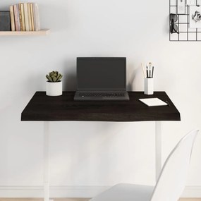 vidaXL Επιφάνεια Τραπεζιού Σκούρο Καφέ 80x60x(2-4)εκ Επεξ. Μασίφ Δρυς