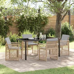 vidaXL Σέτ φαγητού για κήπο 5 pcs Μπεζ συνθετικό ρατάν