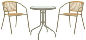 Σετ κήπου Τραπεζαρία Watson-Lindaria σετ 3τεμ μέταλλο σαμπανιζέ-γυαλί Φ60x70 εκ. 60x60x70 εκ.