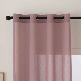 Beauty Home Κουρτίνα γάζα μονόχρωμη με 8 μεταλλικούς κρίκους Fit Art 8447 140x270 Ροζ