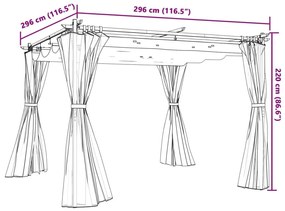 Κιόσκι με Κουρτίνες Κρεμ 3x3 μ. από Ατσάλι - Κρεμ