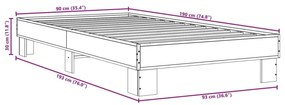 Πλαίσιο Κρεβατιού Sonoma Δρυς 90 x 190 εκ. Επεξ. Ξύλο &amp; Μέταλλο - Καφέ