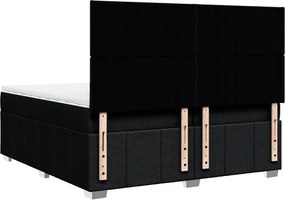 vidaXL Κρεβάτι Boxspring με Στρώμα Μαύρο 200x200 εκ. Υφασμάτινο