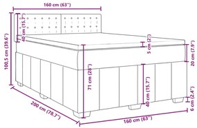 Κρεβάτι Boxspring με Στρώμα Σκούρο Καφέ 160x200 εκ Υφασμάτινο - Καφέ