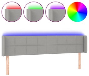 vidaXL Κεφαλάρι Κρεβατιού LED Ανοιχτό Γκρι 183x16x78/88 εκ. Υφασμάτινο