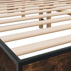 vidaXL Πλαίσιο Κρεβατιού Καπνιστή Δρυς 150x200εκ. Επεξ. Ξύλο &amp; Μέταλλο