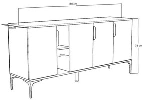 Μπουφές Tajesy μελαμίνης oak 180x40x78εκ 180x40x78 εκ.