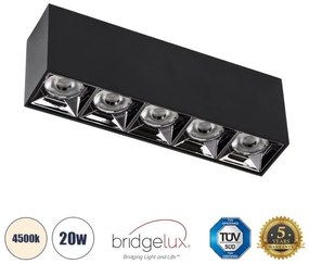 Επίτοιχο Σποτ Downlight LED TrimLess 20W Μαύρο Κάτοπτρο Χρωμίου-4500K LUMINAR SUPERIOR 60328 Globostar-60328-Μαύρο 60328