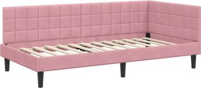 vidaXL Κρεβάτι Γωνίας Ροζ 100 x 200 cm Βελούδο