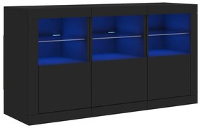 vidaXL Μπουφές με LED Μαύρος 123 x 37 x 67 εκ.
