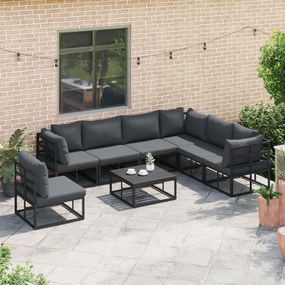 vidaXL Σετ Καναπέ Κήπου 7 pcs Μαύρο 70 x 70 x 32 εκ Αλουμίνιο