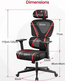 Gaming Καρέκλα Eureka Ergonomic GC06-Kokkino