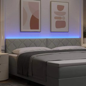 vidaXL LED κεφαλάρι Ανοιχτό γκρι 200 cm Βελούδο