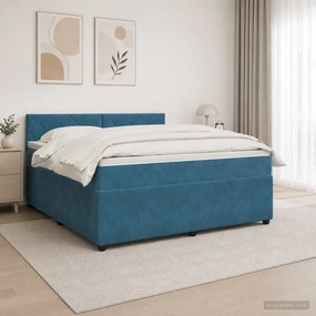 vidaXL Κρεβάτι box spring με στρώμα Μπλε 180 x 200 cm Βελούδο