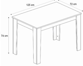 Τραπέζι Darlen Megapap χρώμα λευκό 125x72x74εκ.
