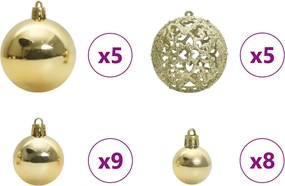 vidaXL Σετ Χριστουγεννιάτικων Στρογγυλών Μπαλίτσων 61 pcs Χρυσό