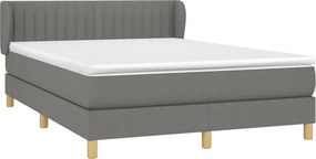 vidaXL Κρεβάτι Boxspring με Στρώμα Σκούρο Γκρι 140x200 εκ Υφασμάτινο
