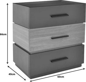 Κομοδίνο Sonlen pakoworld mdf σε sonoma-ανθρακί απόχρωση 60x40x66εκ
