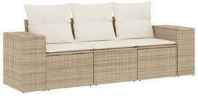 vidaXL Σετ Καναπές Κήπου 3 τεμ. Μπεζ Συνθετικό Ρατάν με Μαξιλάρια