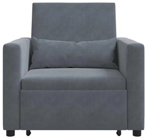 vidaXL Μονός καναπές-κρεβάτι Σκούρο γκρι 90 x 165 x 87 εκ. Βελούδο