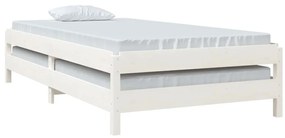 Κρεβάτι Στοιβαζόμενο Λευκός 80 x 200 εκ. από Μασίφ Ξύλο Πεύκου - Λευκό