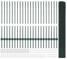 vidaXL Φράχτης  Welded Wire με 22 U Posts Πράσινος 1x50 μ Χάλυβας
