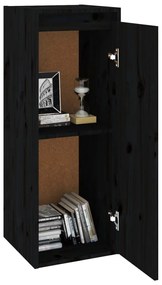 Ντουλάπι Τοίχου Μαύρο 30 x 30 x 80 εκ. από Μασίφ Ξύλο Πεύκου - Μαύρο