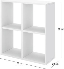 Βιβλιοθήκη Cube Megapap χρώμα λευκό 60x20x60εκ.