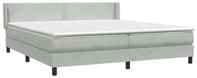 Κρεβάτι Boxspring με Στρώμα Ανοιχτό Γκρι 180x210 εκ. Βελούδινο - Γκρι