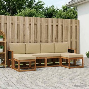 vidaXL Σειρά Καναπέ Εξωτερικού 6 pcs Φυσικό και Μπεζ Πολυεστέρας