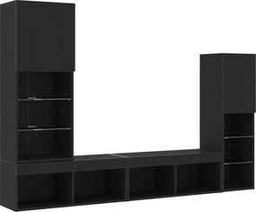 vidaXL Ντουλάπι TV 4 pcs Μαύρη δρυς Επεξεργασμένο ξύλο