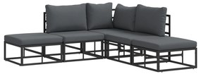 vidaXL Σετ Καναπέ Κήπου 5 pcs Μαύρο 211.5 x 211.5 x 71 εκ. Αλουμίνιο