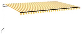 vidaXL Τέντα Αυτόματη με LED &amp; Αισθ. Ανέμου Κίτρινο/Λευκό 500x350 εκ.