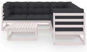 vidaXL Σαλόνι Κήπου Σετ 6 Τεμαχίων από Μασίφ Ξύλο Πεύκου &amp; Μαξιλάρια